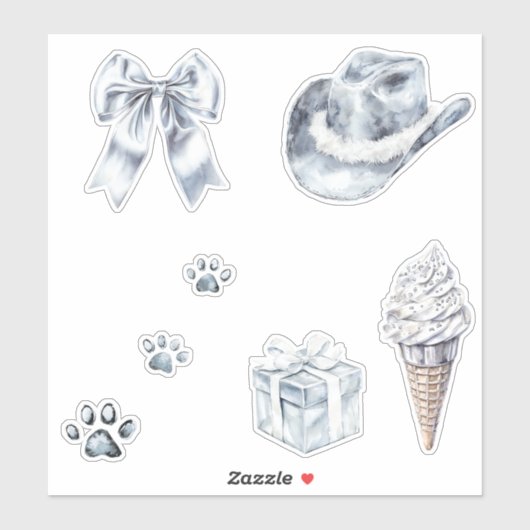 Glam Silver Bow Sticker (Vel)