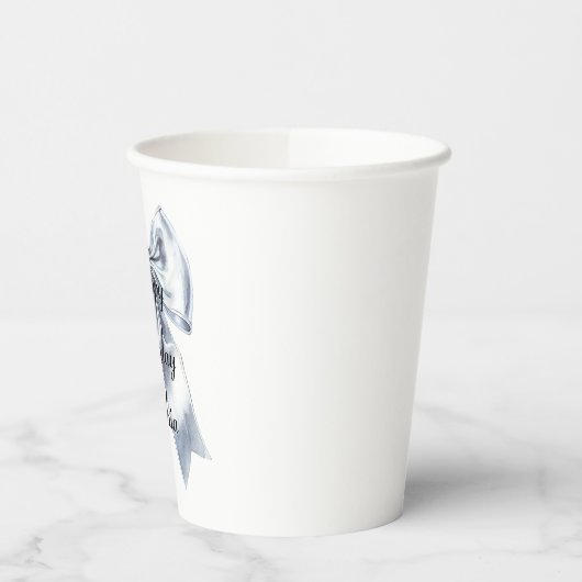 Glam Silver Bow Verjaardag Papieren Bekers (Links)