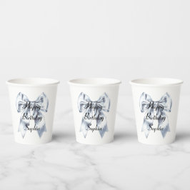 Glam Silver Bow Verjaardag Papieren Bekers