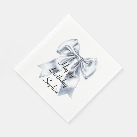 Glam Silver Bow Verjaardag Servet (Hoek)