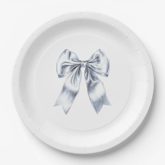 Glam Silver Bow-Vrijgezellenfeest Papieren Bordje (Voorkant)