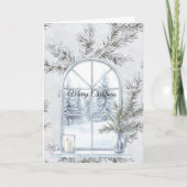 Glam Silver Christmas Tree Branches Window Kaart (Voorkant)