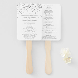Glam Silver Confetti huwelijksprogramma Handwaaier