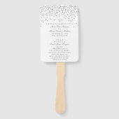 Glam Silver Confetti huwelijksprogramma Handwaaier (Voorkant)
