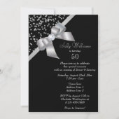 Glam Silver Confetti & Jewel Bow 50e verjaardag Kaart (Voorkant)