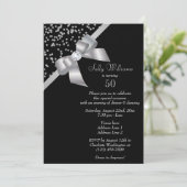 Glam Silver Confetti & Jewel Bow 50e verjaardag Kaart (Staand voorkant)
