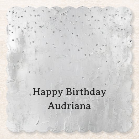 Glam Silver Confetti Kartonnen Onderzetters (Voorkant)