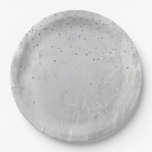 Glam Silver Confetti Papieren Bordje (Voorkant)