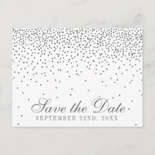 Glam Silver Confetti Save The Date Aankondigingskaart