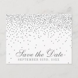  Glam Silver Confetti Save The Date Aankondigingskaart