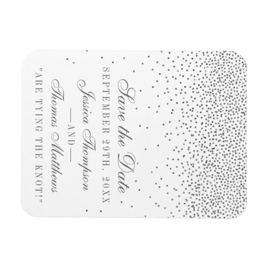  Glam Silver Confetti Sla de datummagneten op Magneet (Horizontaal)