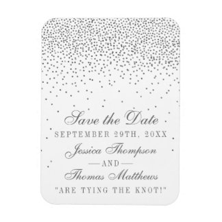  Glam Silver Confetti Sla de datummagneten op Magneet