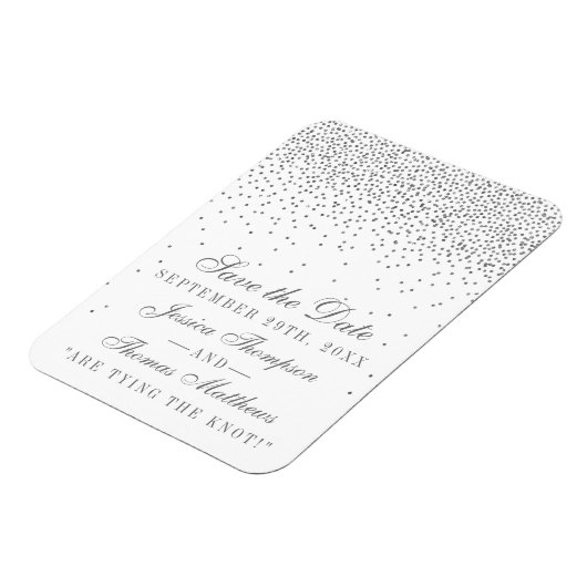 Glam Silver Confetti Sla de datummagneten op Magneet (Linkerzijde)