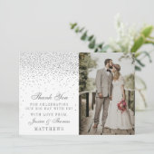  Glam Silver Confetti trouwfoto Bedankkaart (Staand voorkant)