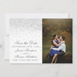  Glam Silver Confetti trouwfoto Save The Date