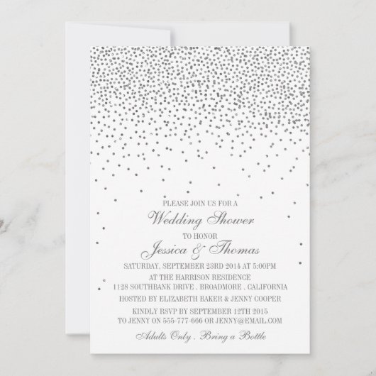  Glam Silver Confetti Verloving Shower Kaart (Voorkant)