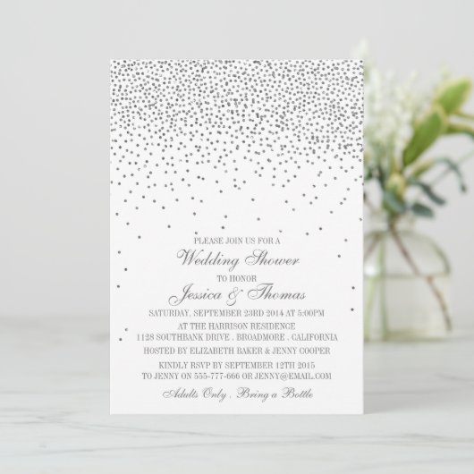  Glam Silver Confetti Verloving Shower Kaart (Staand voorkant)
