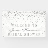 Glam Silver Confetti Vrijgezellenfeest Spandoek (Horizontaal)