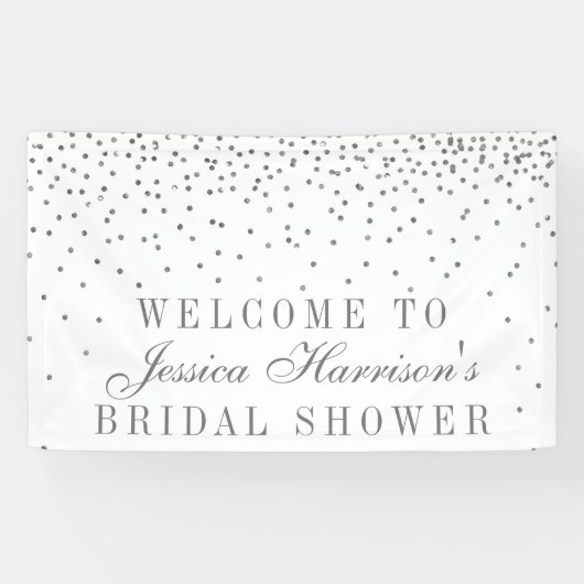  Glam Silver Confetti Vrijgezellenfeest Spandoek (Horizontaal)