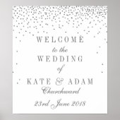 Glam Silver Confetti Weddenschap Welkomstteken Poster (Voorkant)