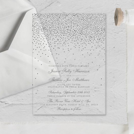 Glam Silver Confetti Wedding Acryl Uitnodigingen