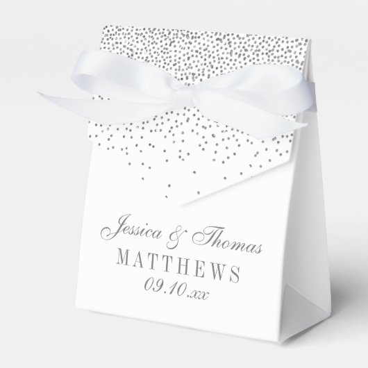 Glam Silver Confetti Wedding Bedankdoosjes (Voorkant Zijde)