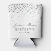 Glam Silver Confetti Wedding Blikjeskoeler (Voorkant)
