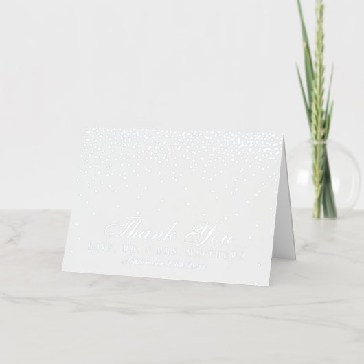  Glam Silver Confetti Wedding Folie Wenskaart (Voorkant)