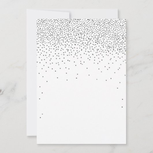  Glam Silver Confetti Wedding Invitations Kaart (Achterkant)