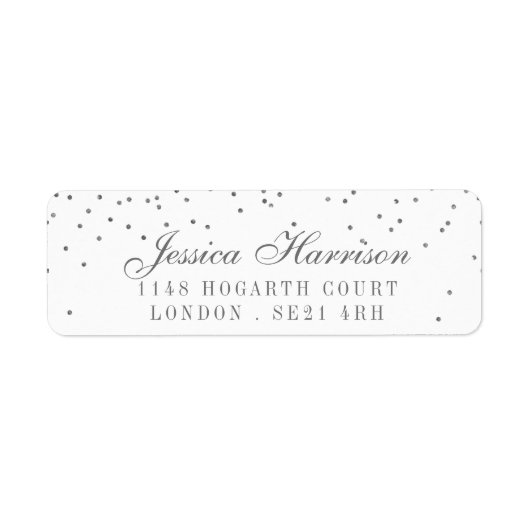  Glam Silver Confetti Wedding Labels (Voorkant)