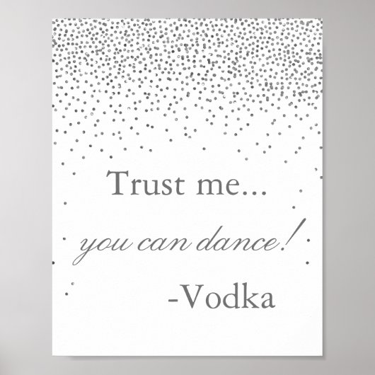 Glam Silver Confetti Wedding Party Sign Poster (Voorkant)