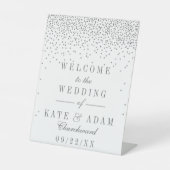  Glam Silver Confetti Wedding Reclamebord Met Voetstuk (Voorkant)