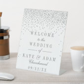  Glam Silver Confetti Wedding Reclamebord Met Voetstuk (Insitu)