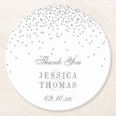  Glam Silver Confetti Wedding Ronde Kartonnen Onderzetter (Voorkant)