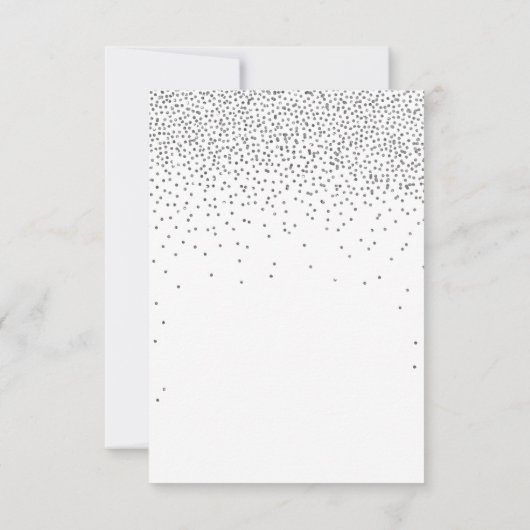 Glam Silver Confetti Wedding RSVP Kaartje (Achterkant)