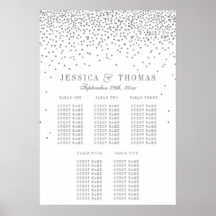  Glam Silver Confetti Wedding Seding Chart Poster