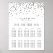  Glam Silver Confetti Wedding Seding Chart Poster (Voorkant)