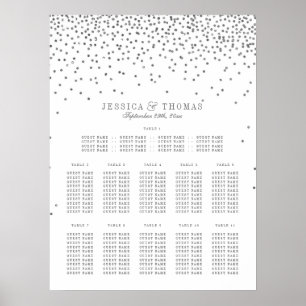  Glam Silver Confetti Wedding Seding Chart Poster