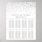 Glam Silver Confetti Wedding Seding Chart Poster (Voorkant)