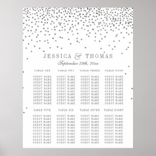  Glam Silver Confetti Wedding Seding Chart Poster