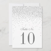 Glam Silver Confetti Wedding Table Number Kaart (Voorkant)