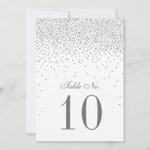Glam Silver Confetti Wedding Table Number Kaart (Achterkant)
