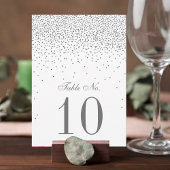  Glam Silver Confetti Wedding Table Number Kaart