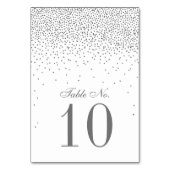 Glam Silver Confetti Wedding Table Number Kaart (Achterkant)