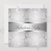 Glam Silver Damask Elegant Fabulous 50 Kaart (Voorkant)