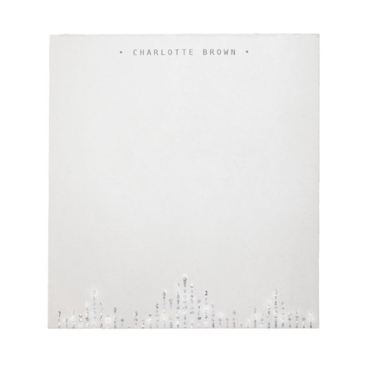 Glam Silver Deco  gepersonaliseerd kantoorbenodigd Notitieblok (Voorkant)