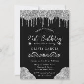 Glam Silver Dripping Glitter 21e verjaardag Kaart (Voorkant)