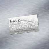 Glam Silver Eegant moderne bokeh scissors Magnetisch Visitekaartje (Voorbeeld)