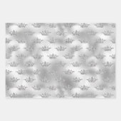 Glam Silver Faux Folie Kroonpatroon Inpakpapier Vel (Voorkant 3)