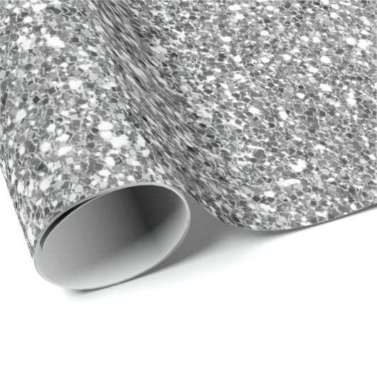 Glam Silver Faux Glitter Cadeaupapier (Rol Hoek)